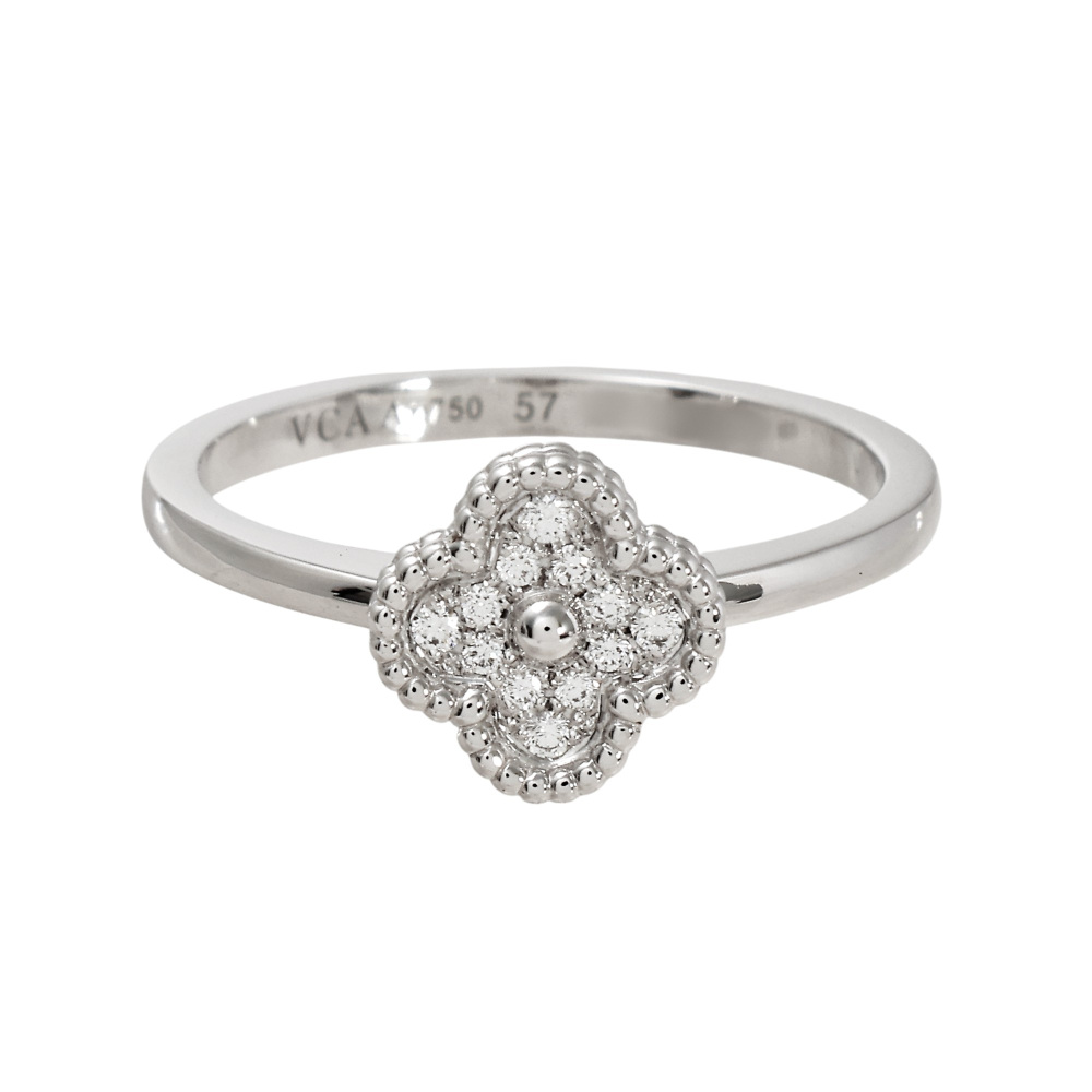 Van Cleef & Arpels Sweet Alhambra Ring 18K White Gold Diamond VCARO85800