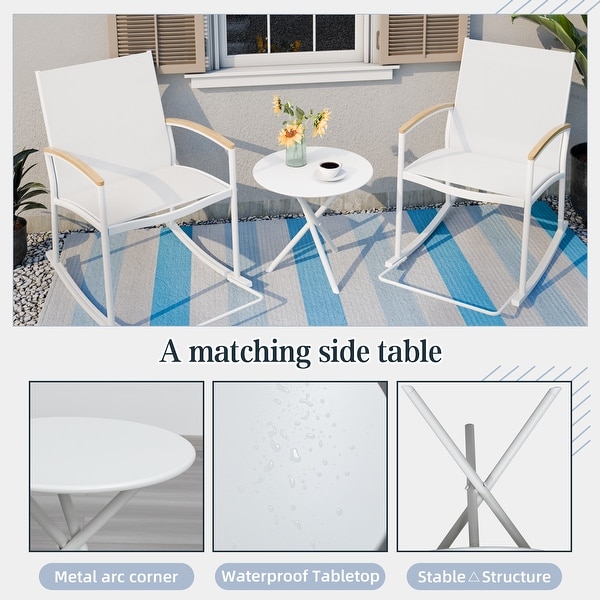 Futzca 3Piece Patio Bistro Sets,Two Chairs with Coffee Table