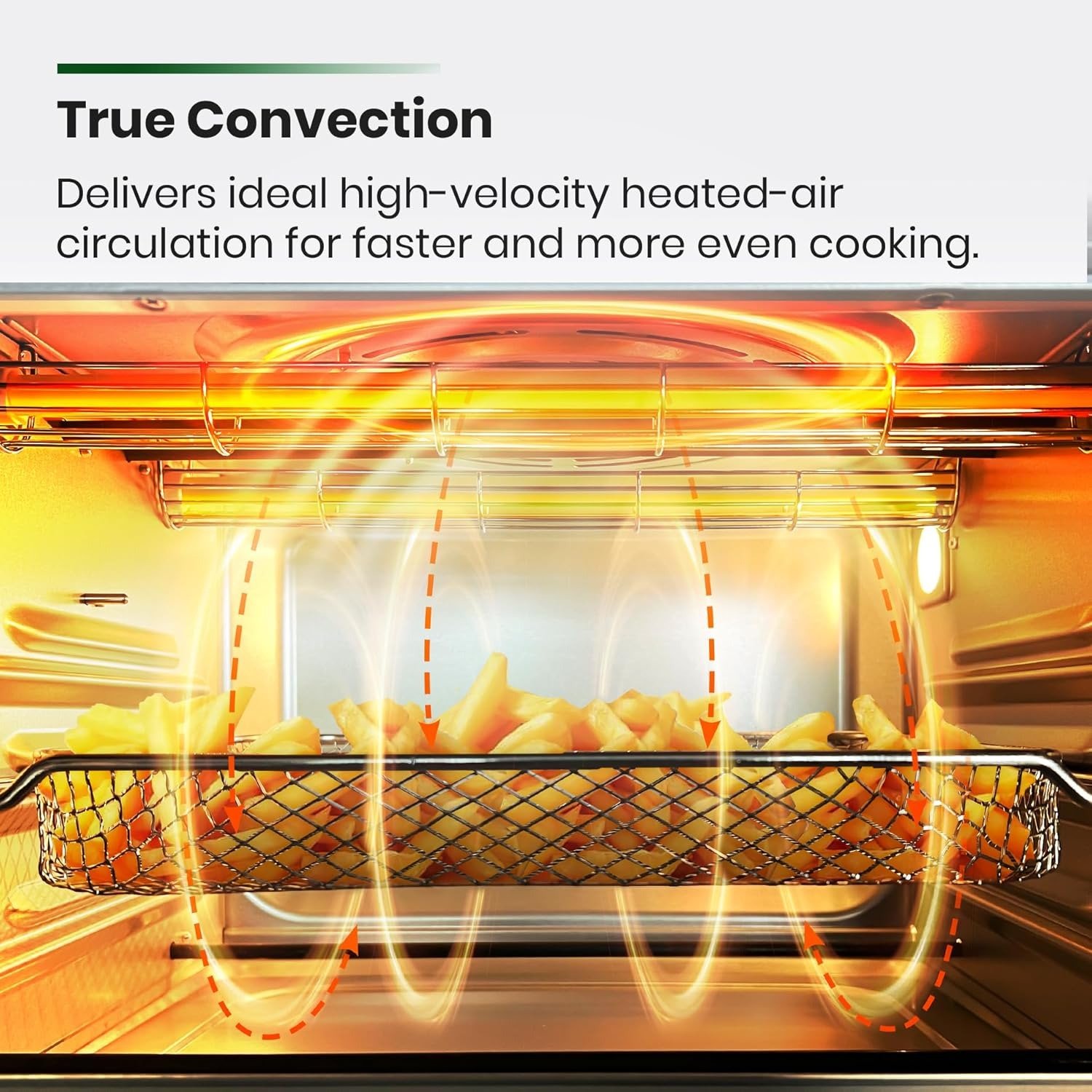 26.3QT 10-in-1 Air Fryer Toaster Oven, Infrared Heating + True Convection, Extra Large Countertop Convection Oven, Brushed Stainless Steel