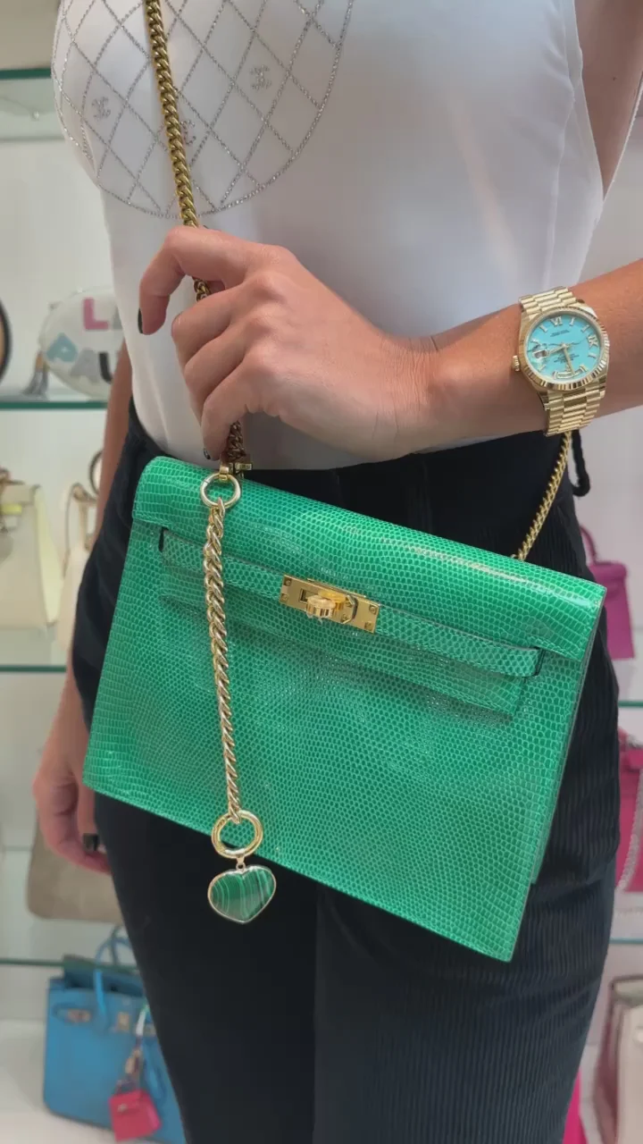 Hermès  Kelly Danse II Menthe Shiny Nilo Lizard Gold Hardware