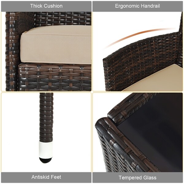 Costway 8PCS Rattan Patio Furniture Set Cushioned Sofa Chair Mix Brown