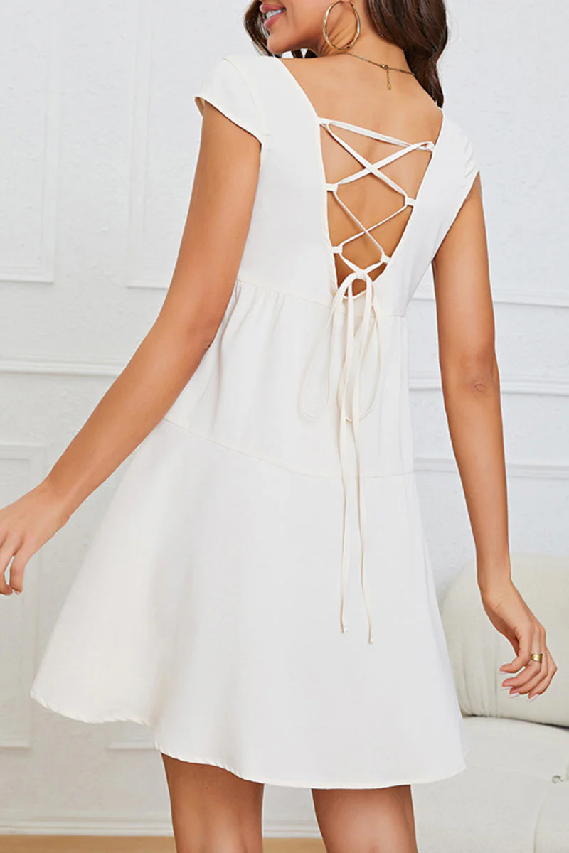 Elegant Backless U Neck A-Line DressClistos