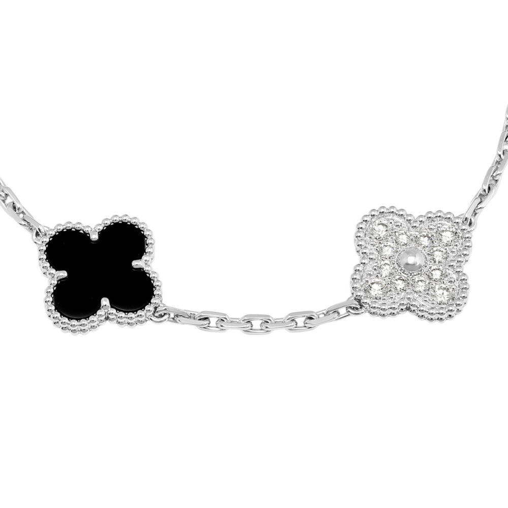 Van Cleef & Arpels Vintage Alhambra 5 Motifs Bracelet 18K White Gold VCARP2R900