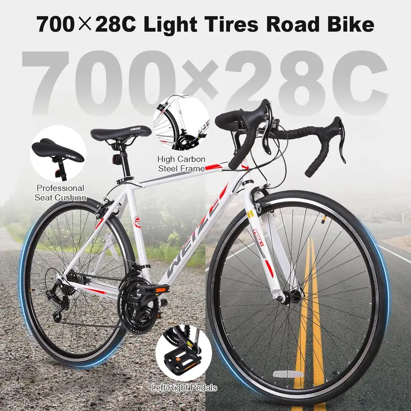 WEIZE 700C Road Bike – 14-Speed Commuter Bicycle with Drop Handlebars, Caliper Brakes & Lightweight Frame