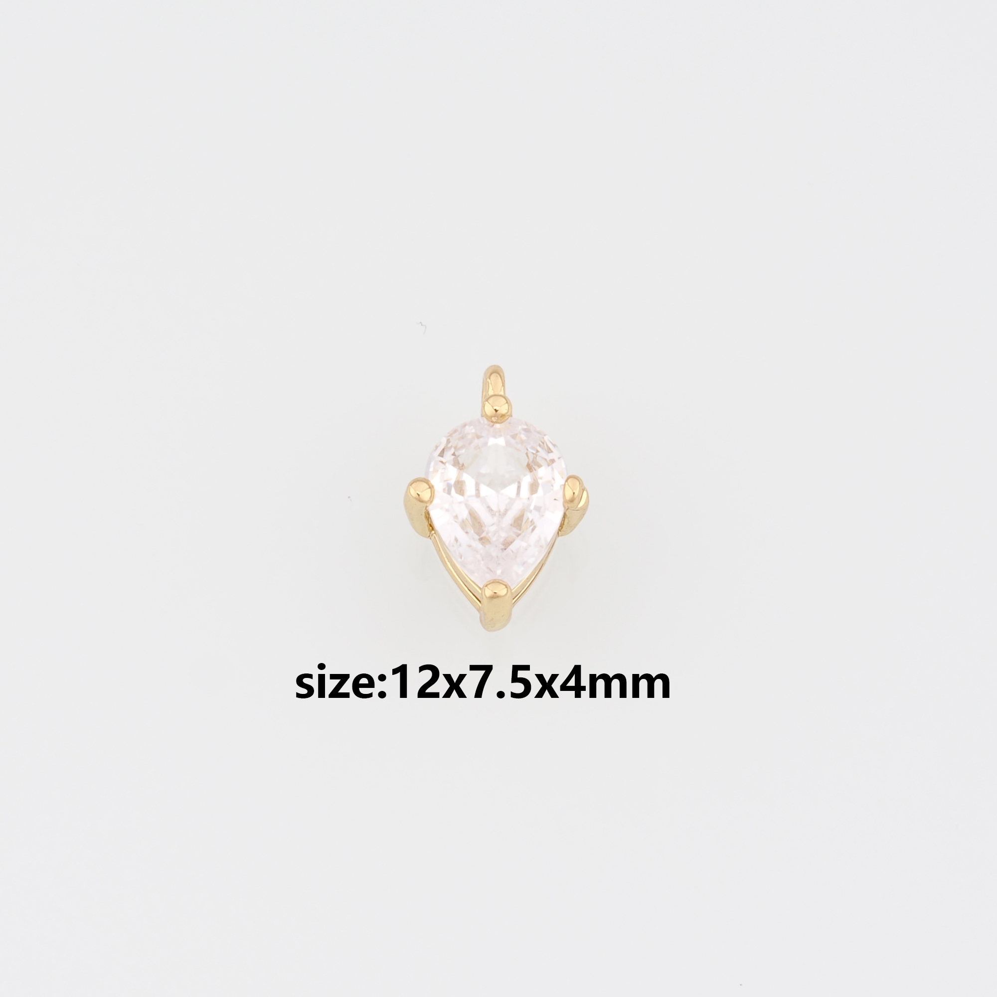 18K Gold Filled Teardrop Pendant,Crystal Teardrop Charm Earrings Necklace for DIY Jewelry Making Supply