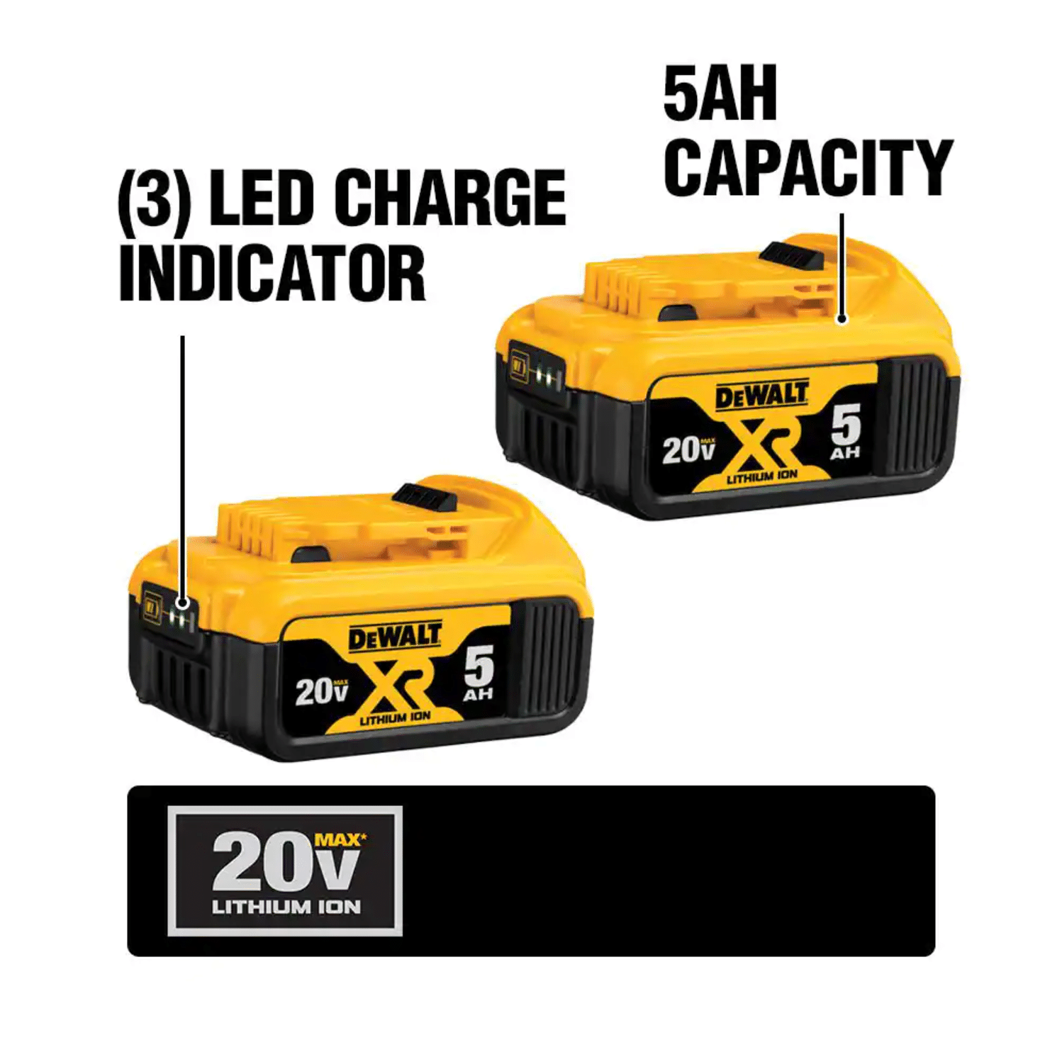DW 20V Max XR 20V Battery�� 5.0-Ah�� 2-Pack (DCB205-2)