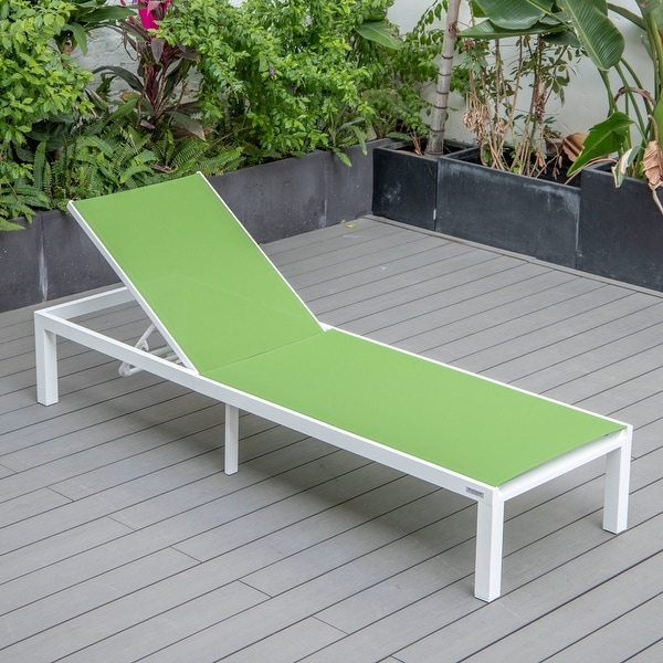 Aluminum Beach Pool Sun Lounge Chair Sling Mesh Fabric Reclining Stackable Lounger Chair