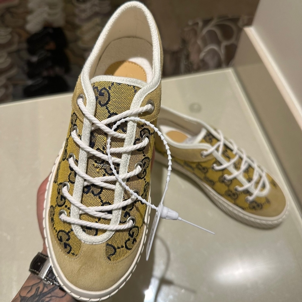 Gucci Gg Sneaker Beige Ebony 738992 Fabqa 9796