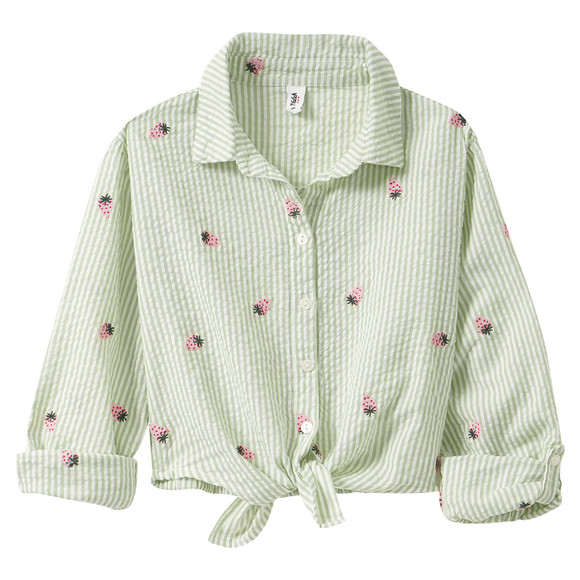 Yigga Mädchen Seersucker-Bluse mit Stickerei