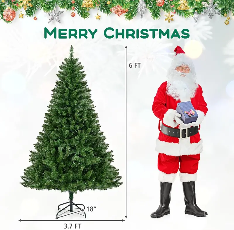 Pre-Lit Artificial Christmas Tree – 7 Light Modes & Collapsible Metal Stand Included