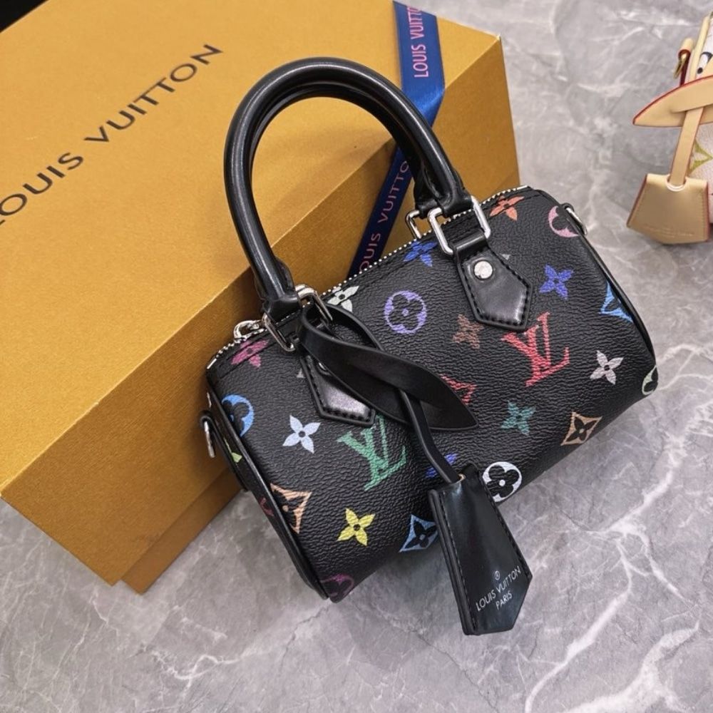 Louis Vuitton X Takashi Murakami Nano Speedy Black Multicolored 6.3 Inches M13406