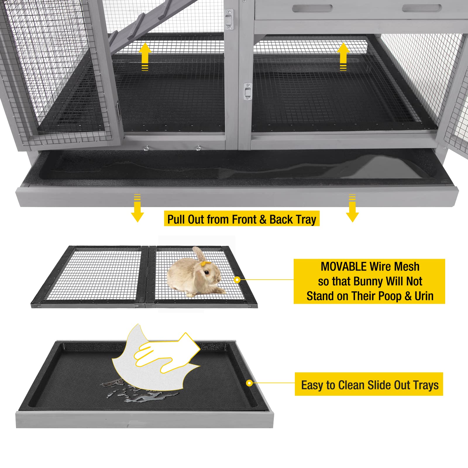 Aivituvin Rabbit Hutch / House Large Bunny Cage, Indoor Outdoor (Style1)