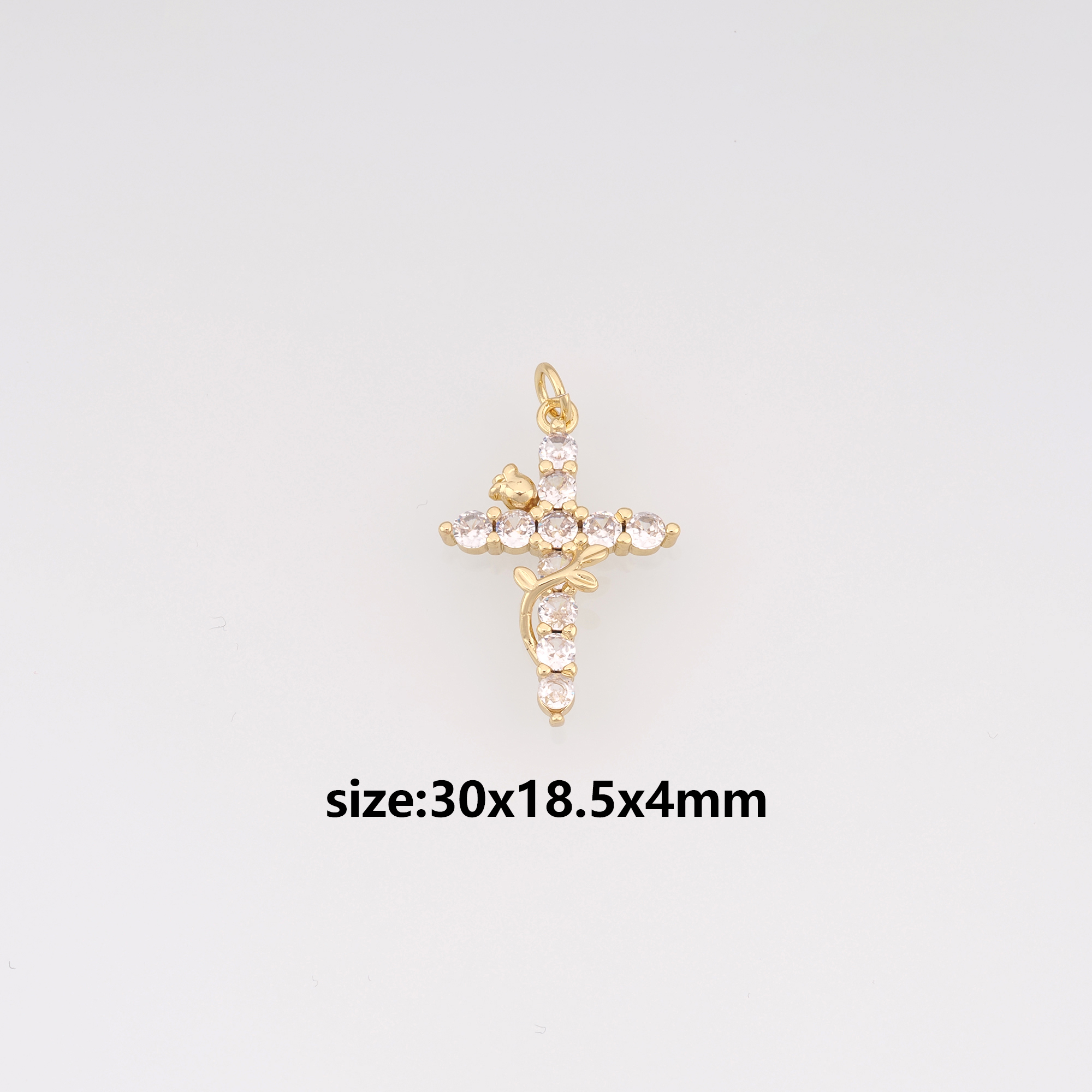 18K Gold Filled Cross Pendant,CZ Micro Pave Cross Charm Earrings Necklace for DIY Jewelry Making Supply