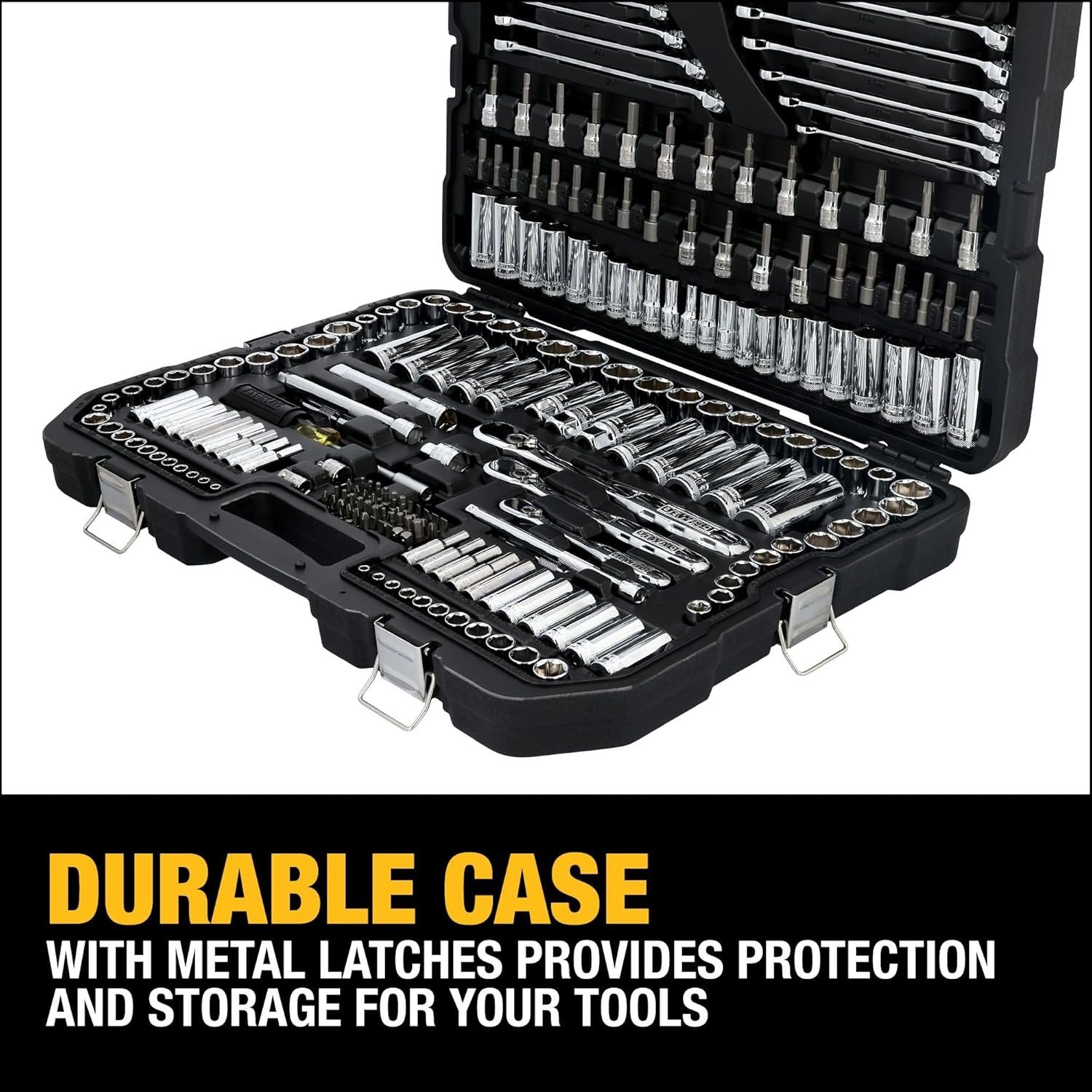 Mechanic Tool Set, 247-Piece, 1/4 in., 3/8 in. and 1/2 in. Drive, SAE, Ratchets, Sockets, Hex Keys, Combination Wrenches, Polish Chrome Finish
