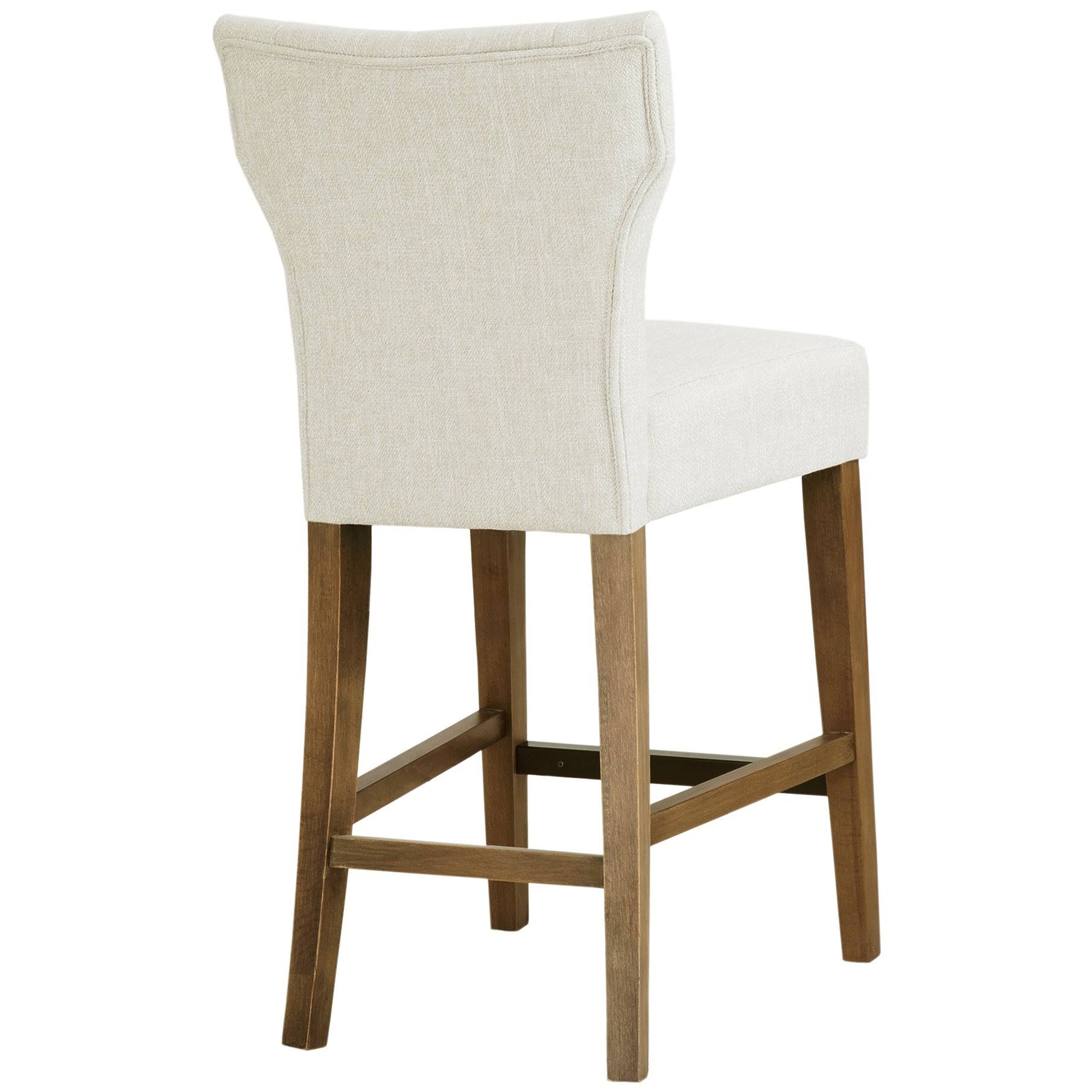 Madison Park Tufted Back Counter Stool, Cream/Natural