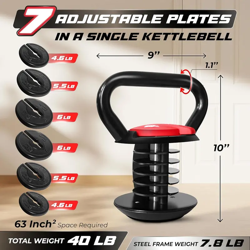 Yes4All Adjustable Kettlebell System – Convertible Kettle Grip Handle with Interchangeable Weight Plates