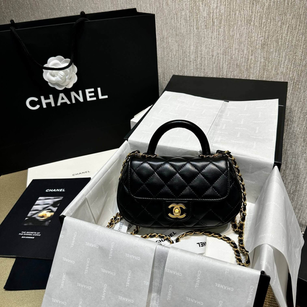 Chanel 24C Quilted Lambskin Small Bag With Top Handle