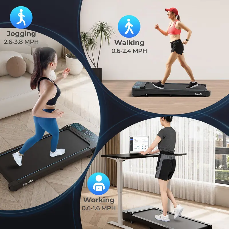 Portable Under-Desk Walking Pad – 300 LB Capacity Treadmill with LED Display, Remote & App Connectivity, Compact for Home or Office