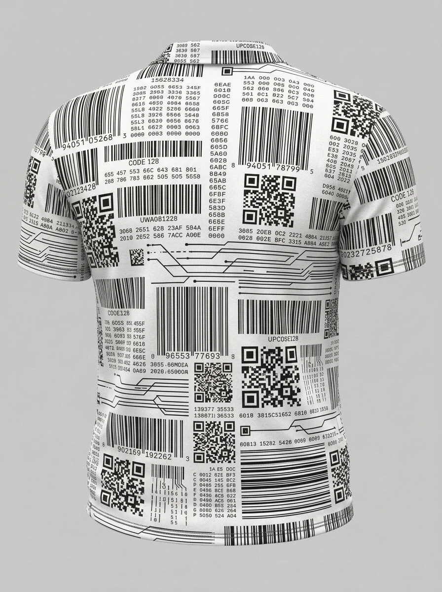 Moisture Wicking Golf Polo 3D Black White Barcode QR Code Button Short Sleeve Golf Polo Shirt