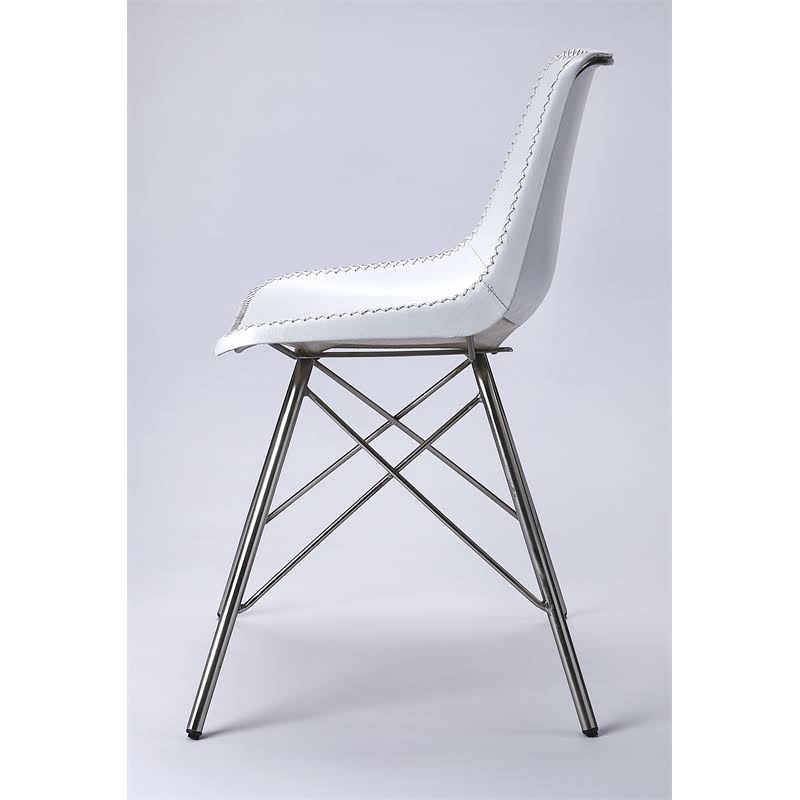 Beaumont Lane Metropolitan Living Leather Side Chair in White