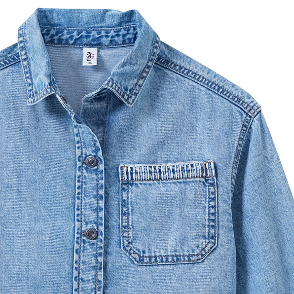 Yigga Mädchen Jeanshemd in Used-Optik