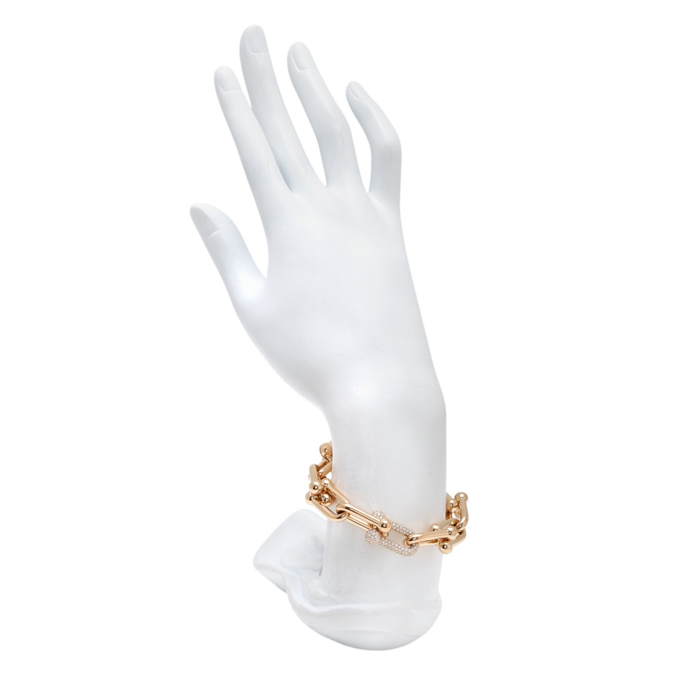Tiffany & Co. Hardware Link Bracelet 18K Rose Gold Diamond 60451095