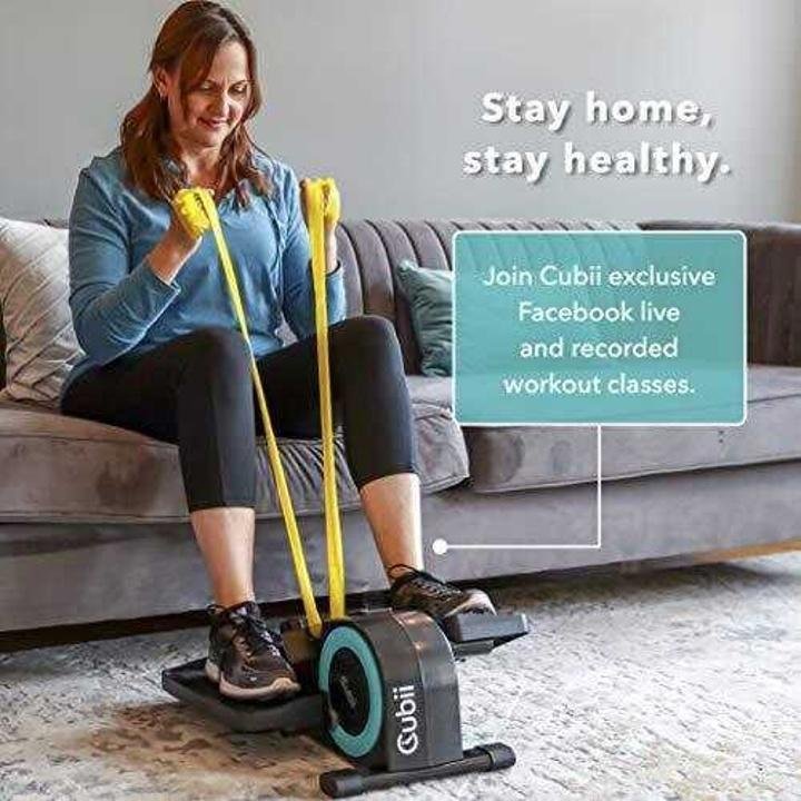 cubii-jr1-Seated Under Desk Elliptical Machine for Home Workout, Mini Elliptical, Desk Bike Pedal Exerciser, Whisper Quiet, Under Desk Pedal Exerciser w/Adjustable Resistance & LCD Display – Aqua