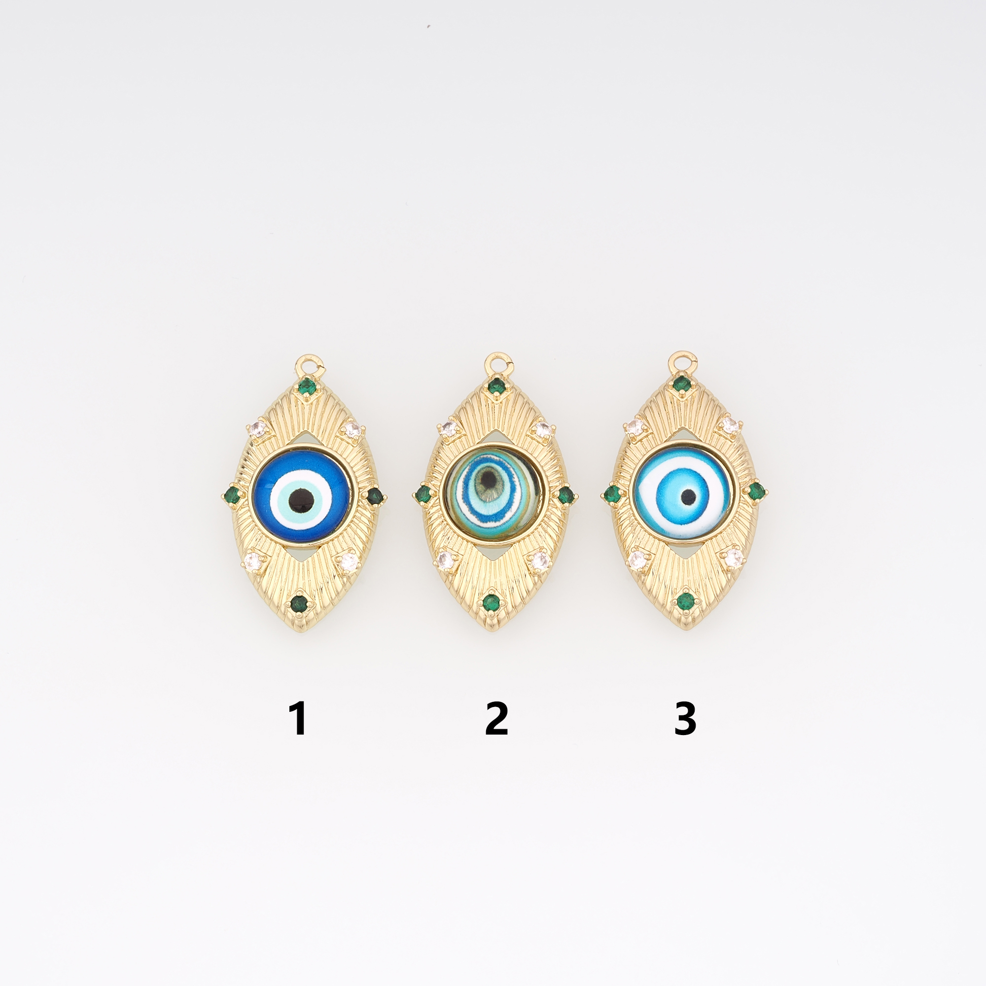 18K Gold Filled Evil Eye Pendant,Enamel Evil Eye Charm Earrings Necklace for DIY Jewelry Making Supply