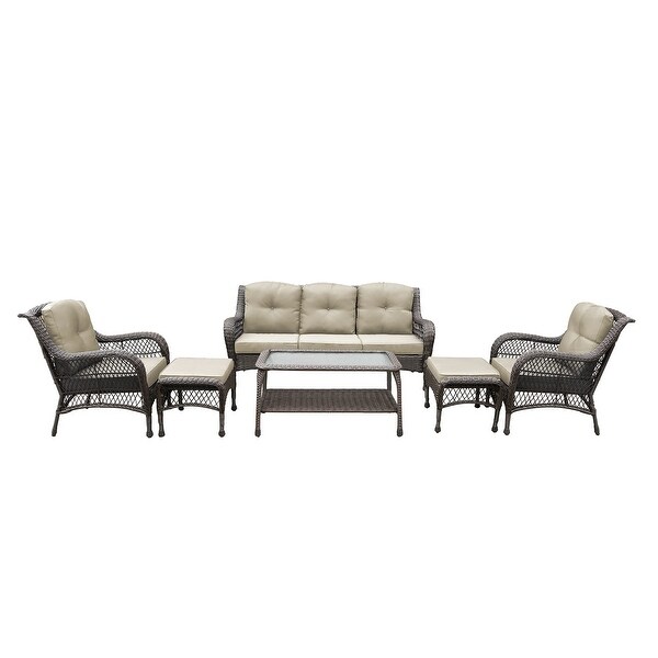 6piece Resin Wicker Patio Furniture Conversation Set with High Back