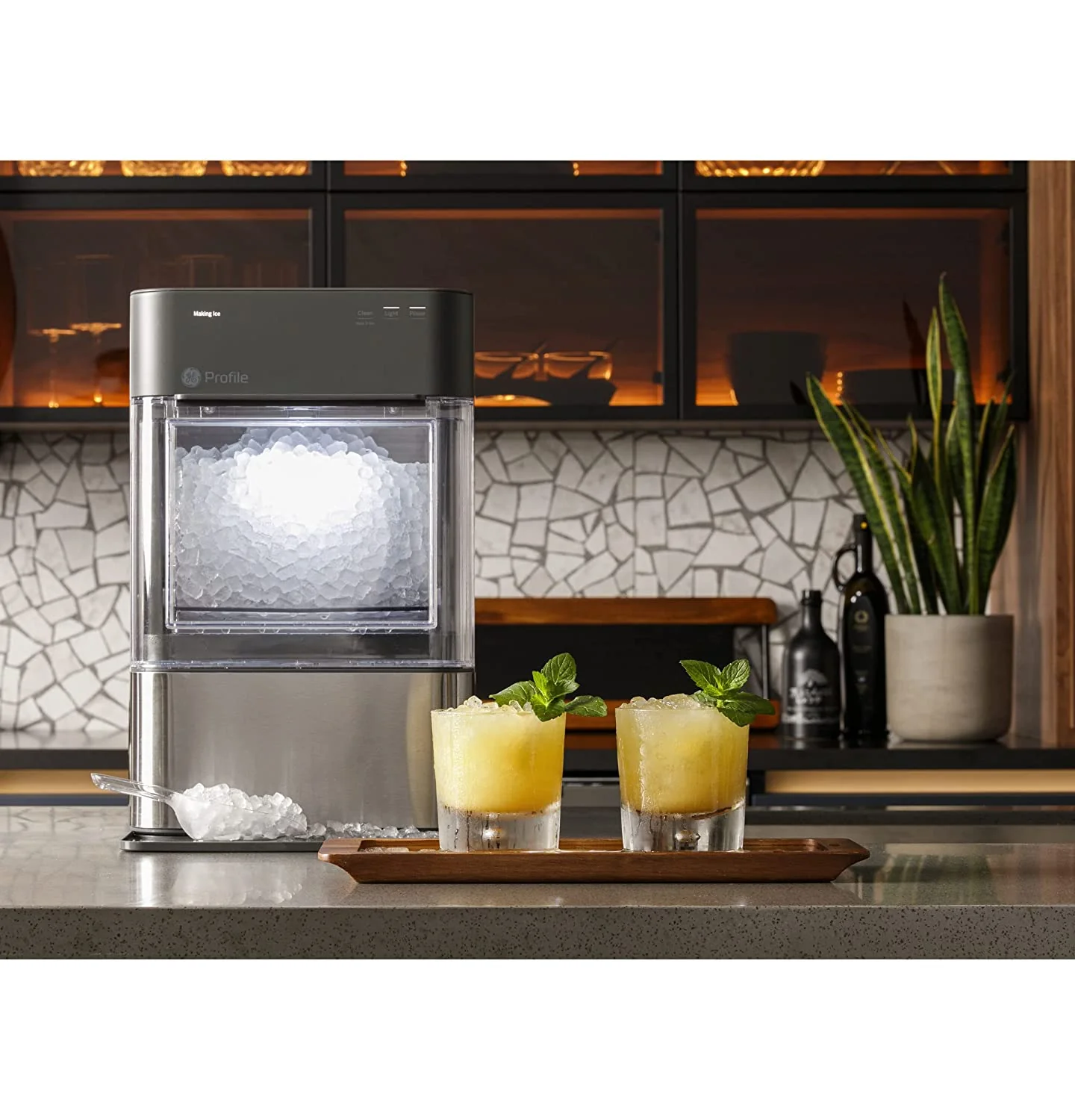2026 Countertop Nugget Ice Maker | Ice Machine with WiFi Connectivity | Smart Home Kitchen Essentials | Black Stainless