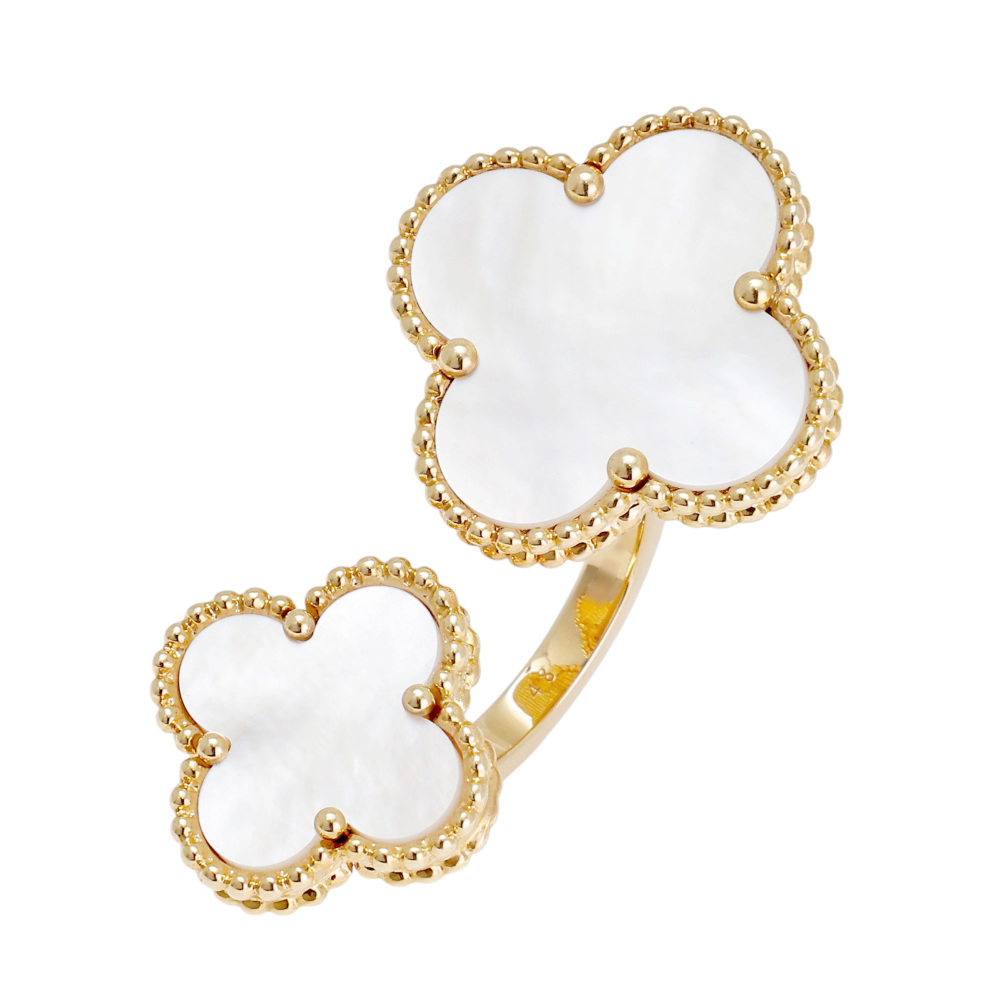 Van Cleef & Arpels Magic Alhambra Entre Les Door Ring 18K Yellow Gold Mother of Pearl VCARN05500