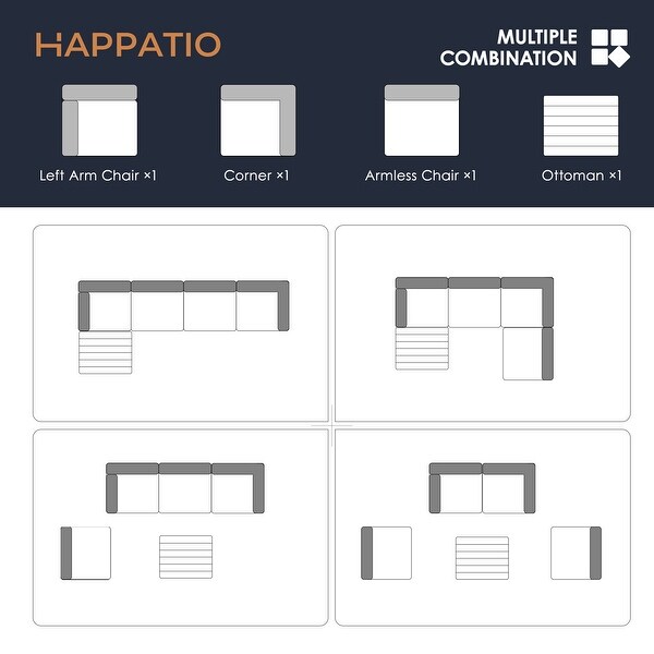 5 Piece Patio Sectional Conversation Set