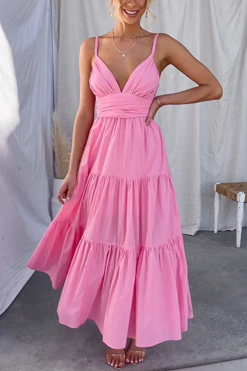 Tie Back Ruffle Maxi DressClistos
