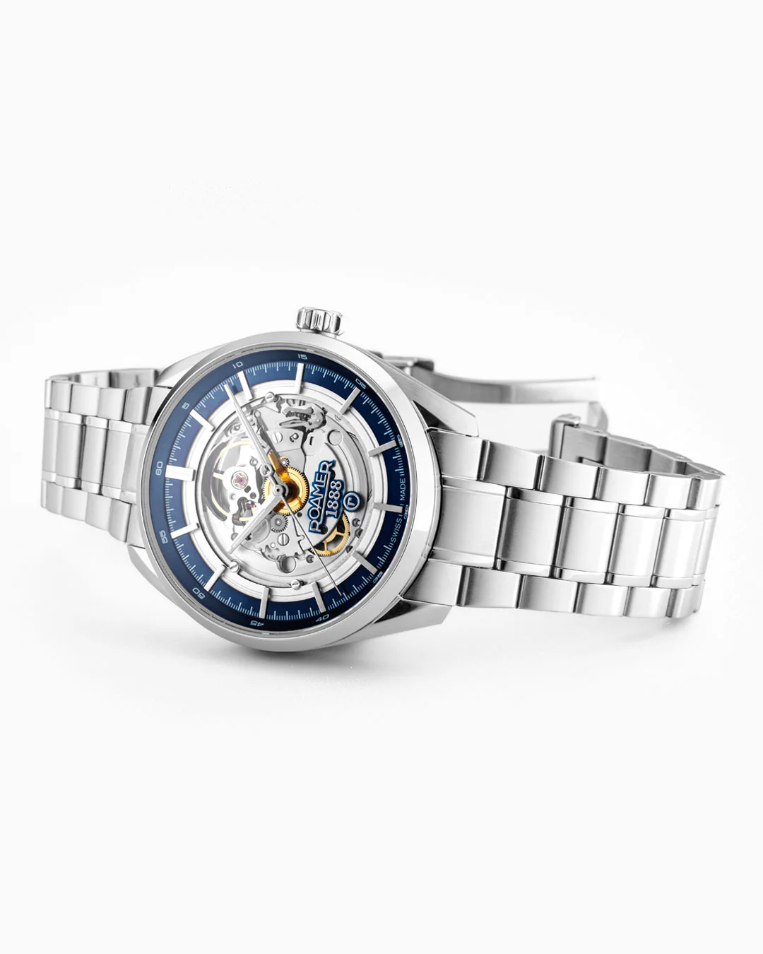 Pro Auto 42 mm Automatic Three-Hand Blue Dial Silver Bracelet Sapphire glass Stainless Steel swiss watch