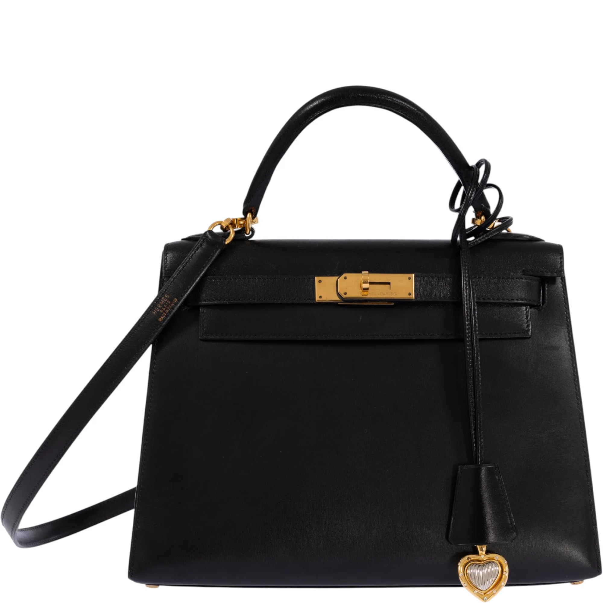 Hermès Kelly 28 Sellier Noir Box Calf Gold Hardware