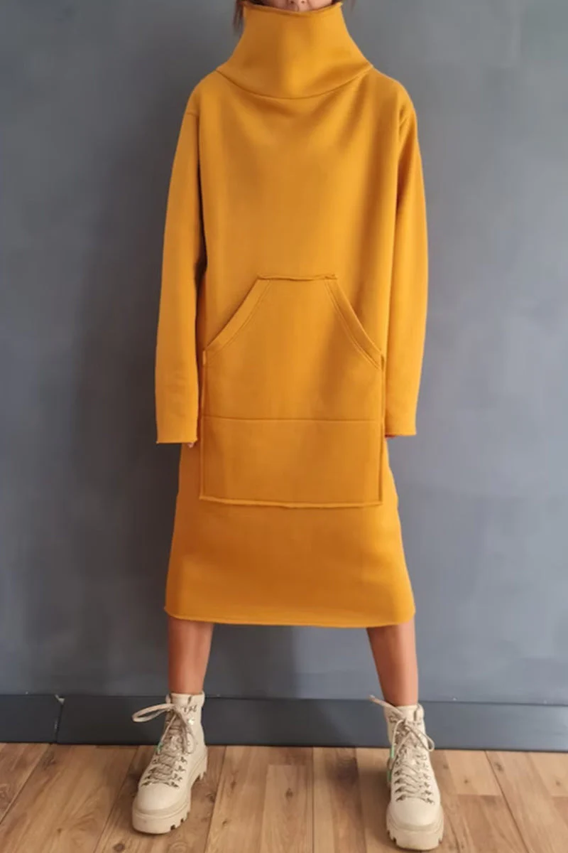 Turtleneck Pocket Midi DressClistos