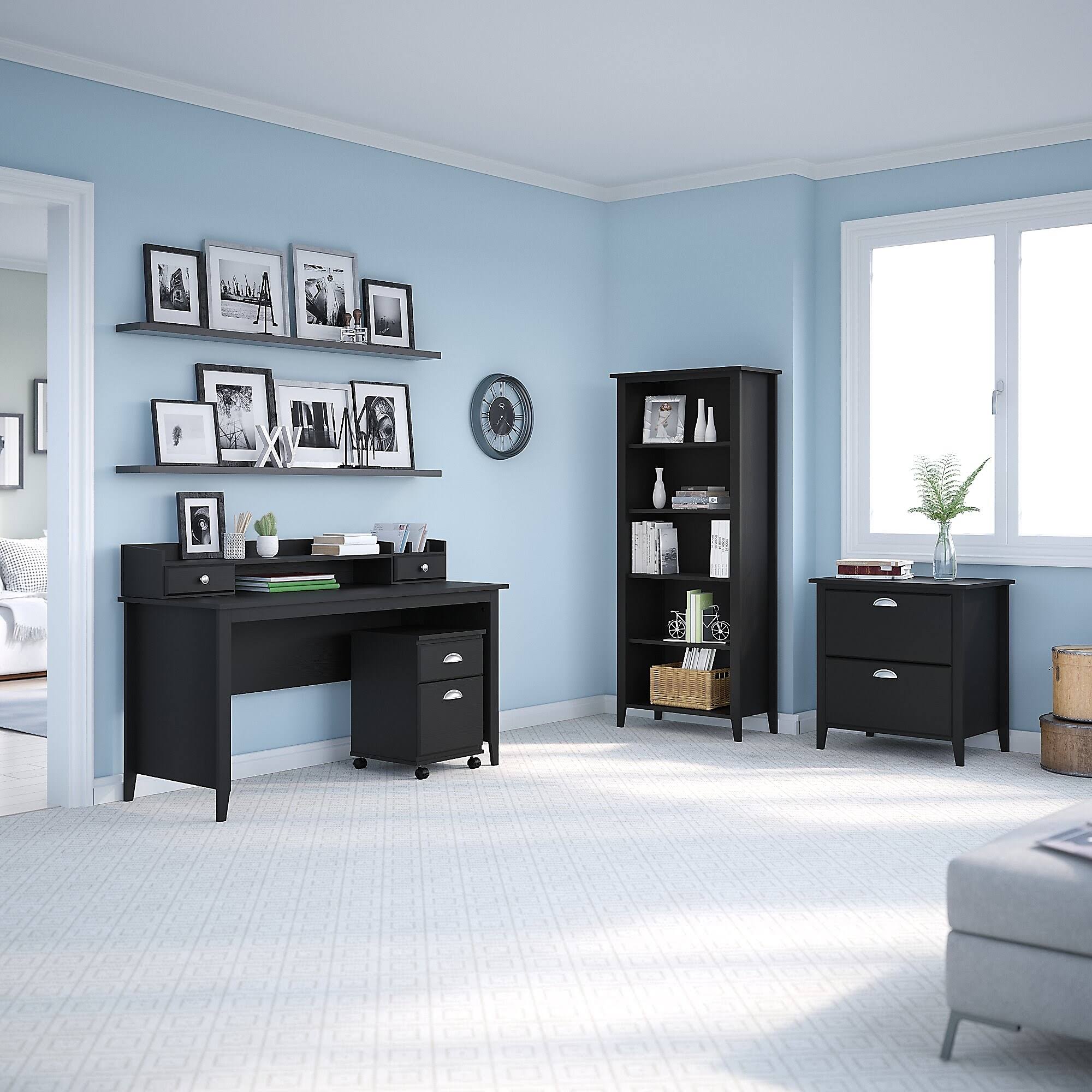 Kathy Ireland Home by Bush Furniture Connecticut 2 Drawer Mobile File Cabinet in Black Suede Oak