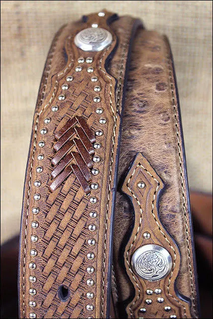 Nocona Mens Ostrich Overlay Belt