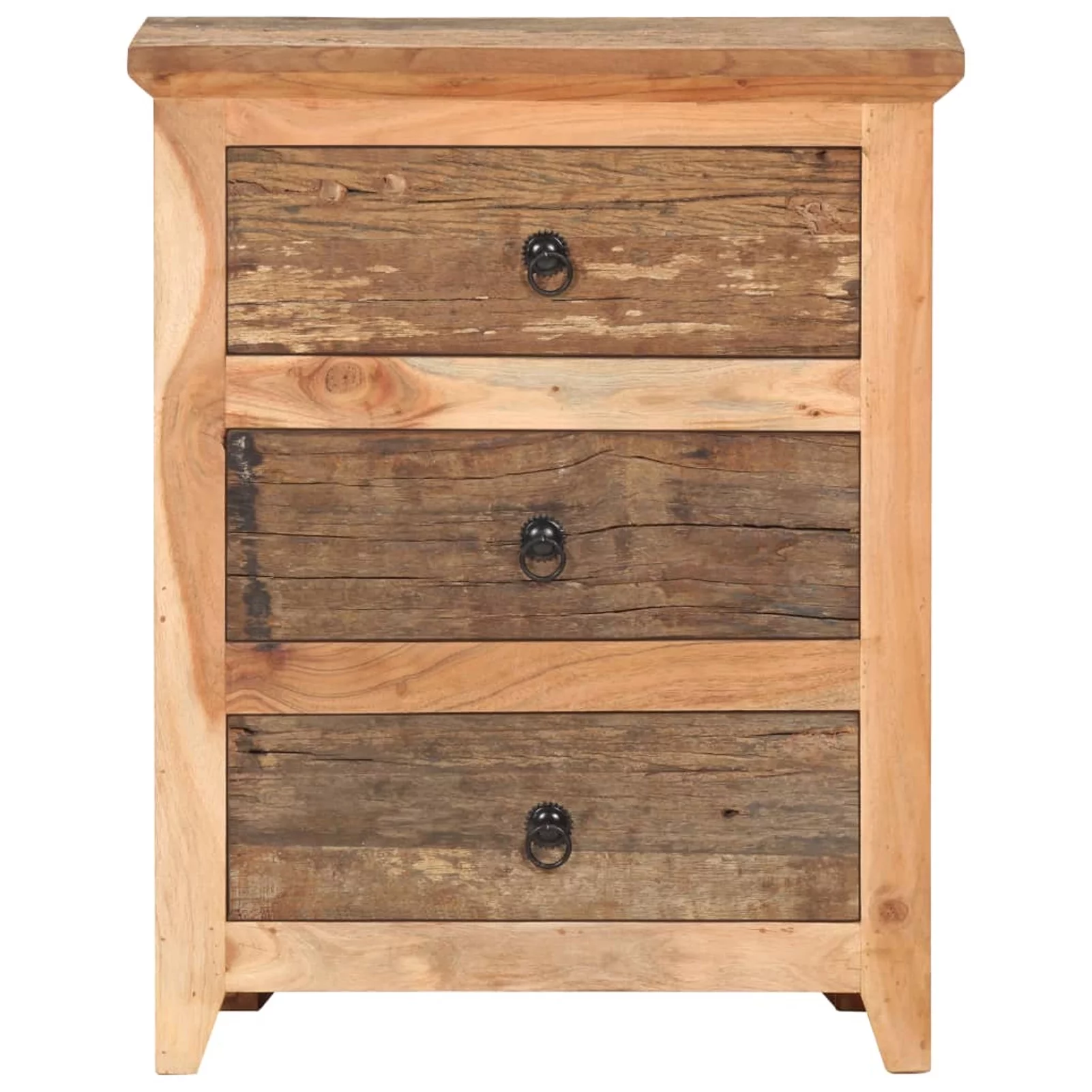 moobody Sideboard with 3 Drawers Acacia Wood and Reclaimed Wood Storage Cabinet for Living Room, Bedroom, Home Furniture 23.6 x 13 x 29.5 Inches (W x D x H)
