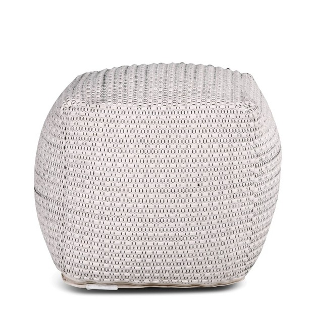 Hakim Square Handwoven Pouf Ivory Steve Silver Co