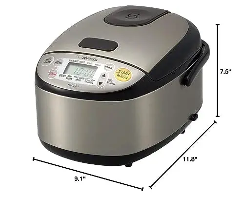 Zojirushi NS-TSC10 Rice Cooker & Warmer – 3-Cup Capacity, Stainless Steel Exterior (Black)
