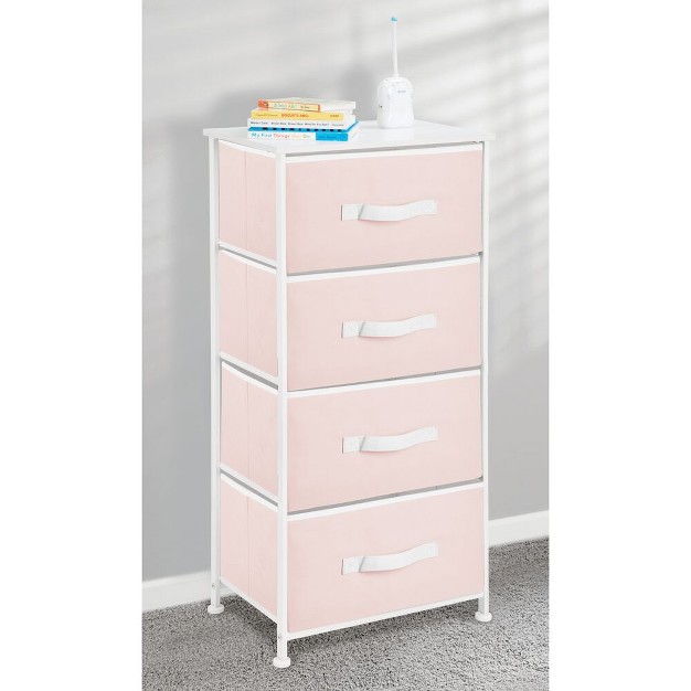Mdesign Tall Dresser Storage Tower Stand With 4 Fabric Drawers