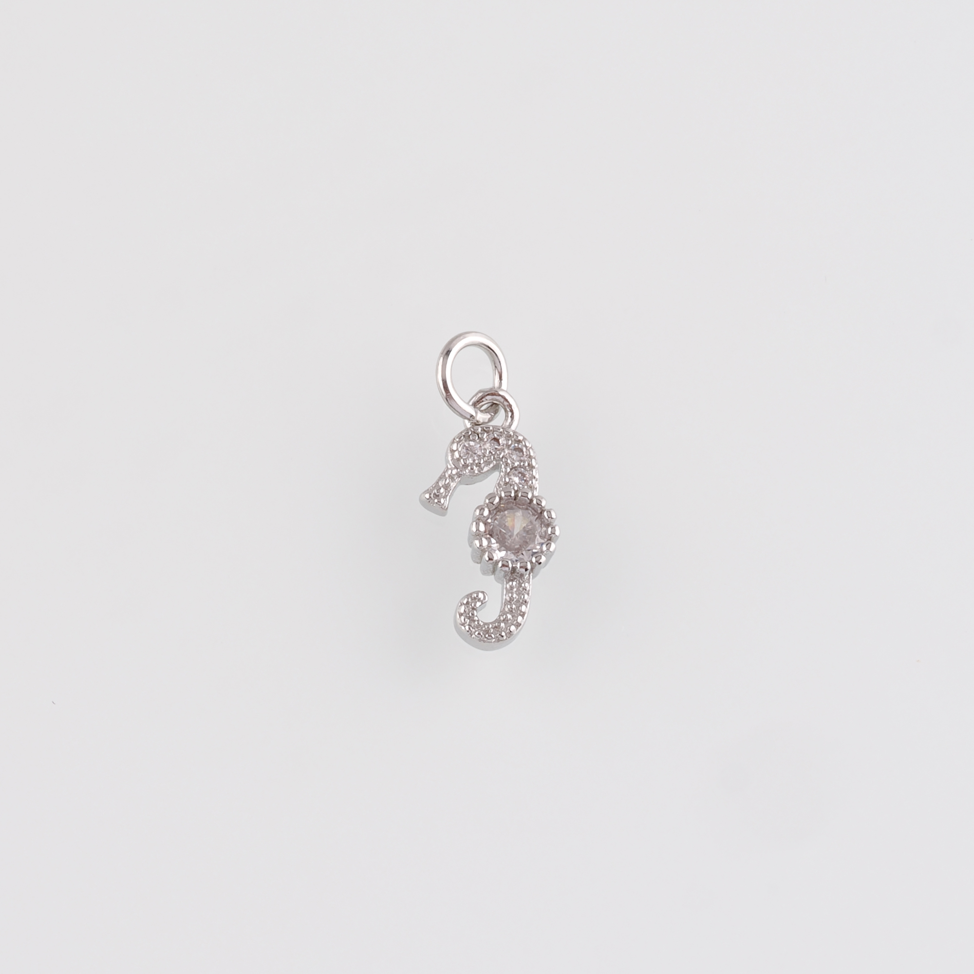 18K Gold Filled Seahorse Pendant,CZ Micro Pave Seahorse Charm Earrings Necklace for DIY Jewelry Making Supply