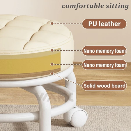 Small stool household mobile with wheels bench pulley low stool with baby round stool