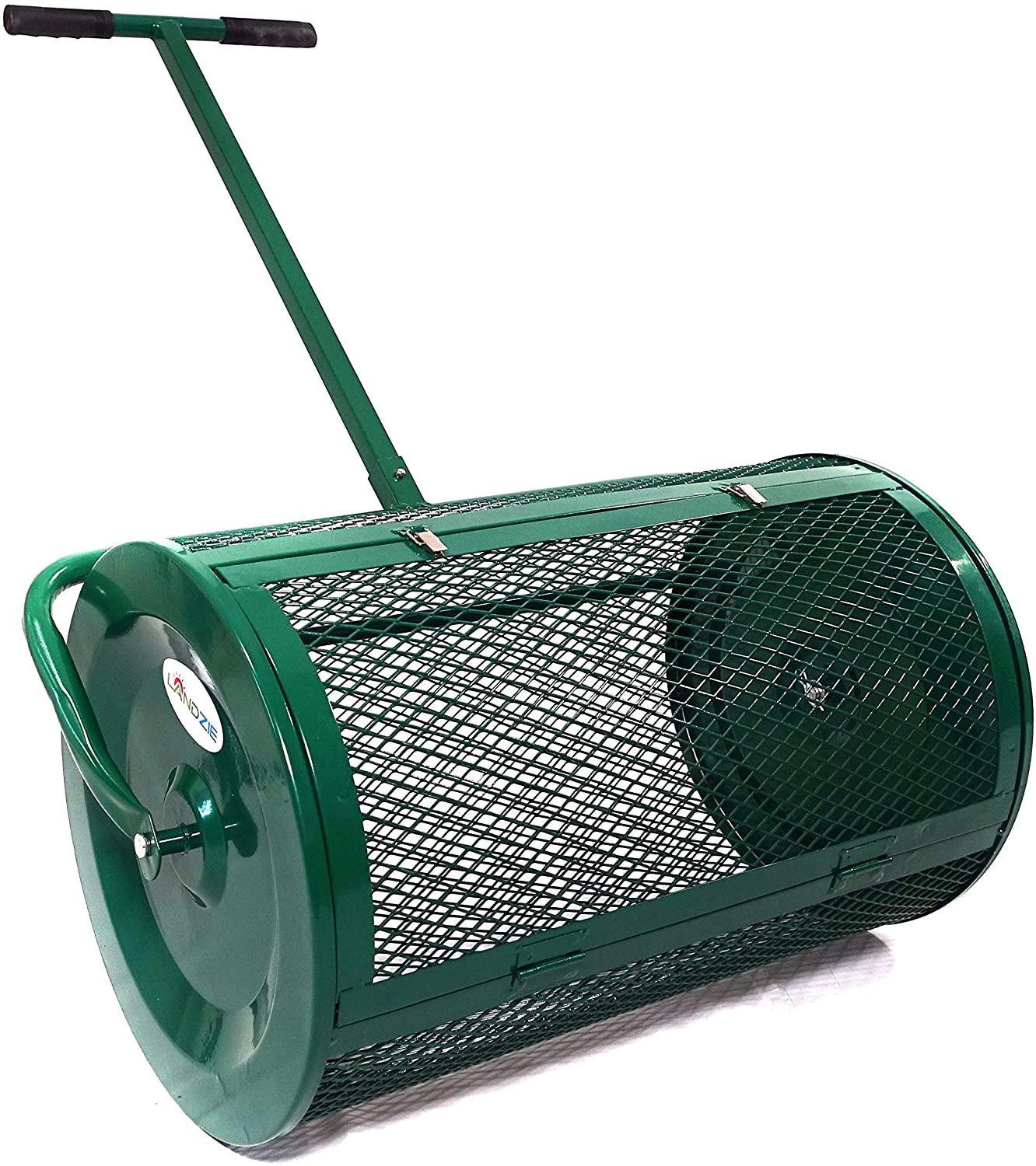 Landzie Lawn & Garden Spreaders – 24 Inch Metal Mesh Basket – Compost Spreader – Peat Moss Spreader for Garden and Lawn Care Durable Lightweight Lawn Care Equipment – Manure Spreader