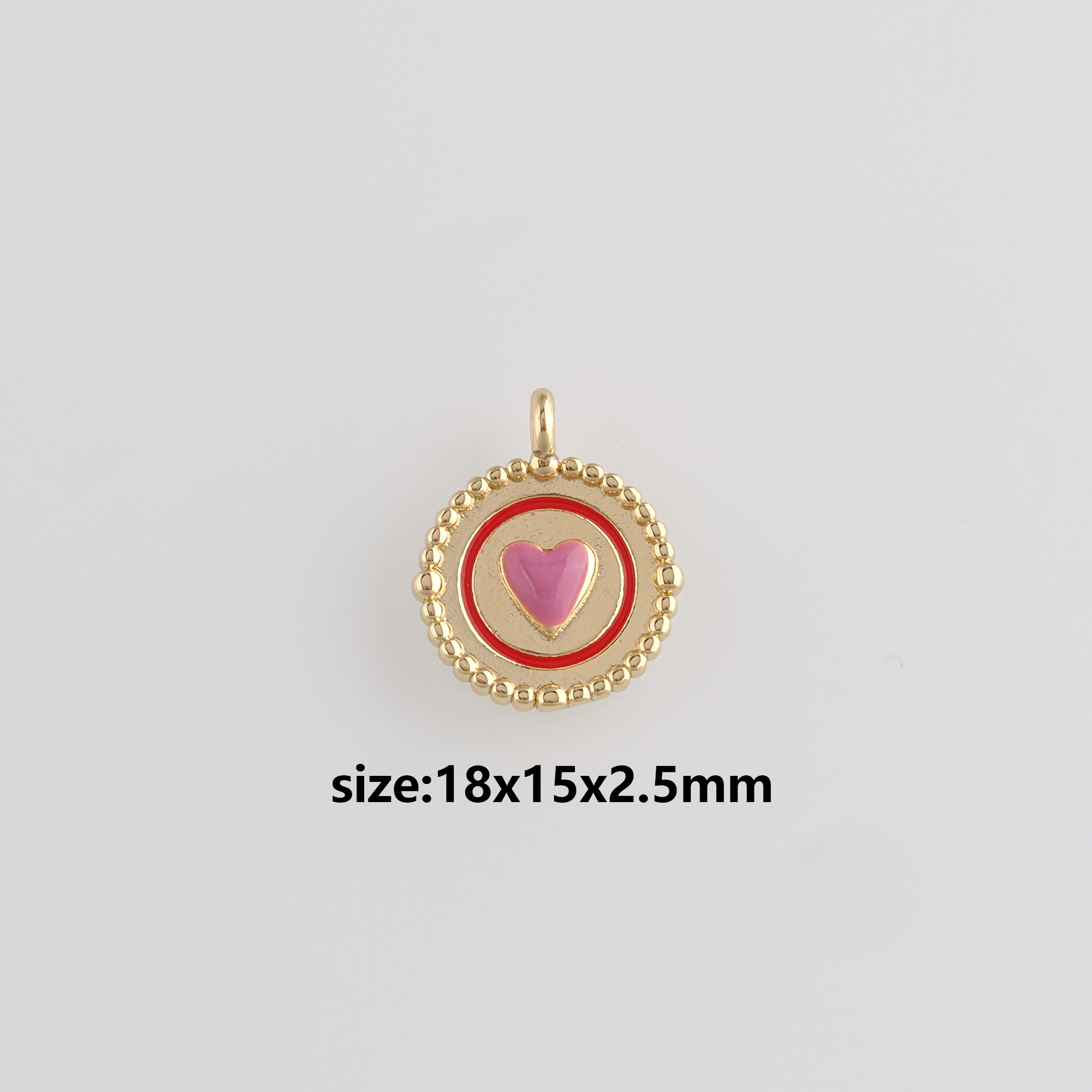 18K Gold Filled Heart Pendant,Enamel Heart Charm Earrings Necklace for DIY Jewelry Making Supply