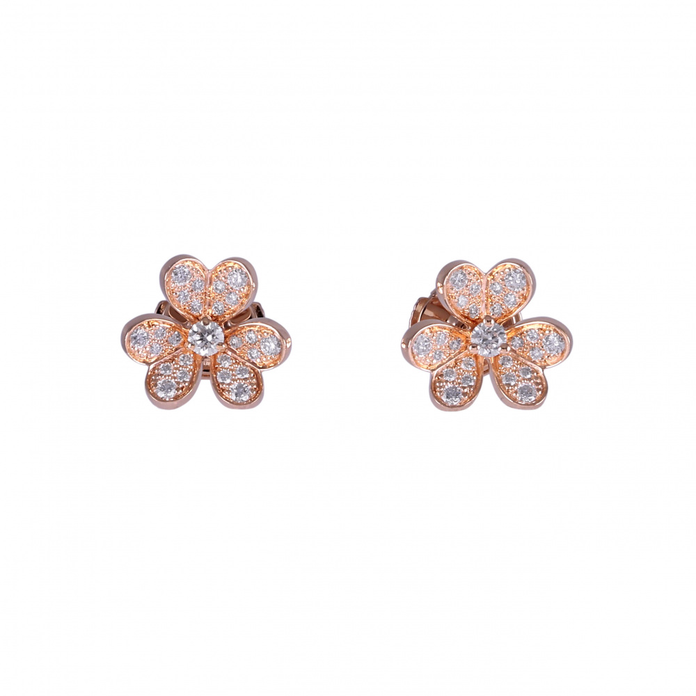 Van Cleef & Arpels Frivole Earrings 18K Rose Gold Diamond VCARP7RJ00