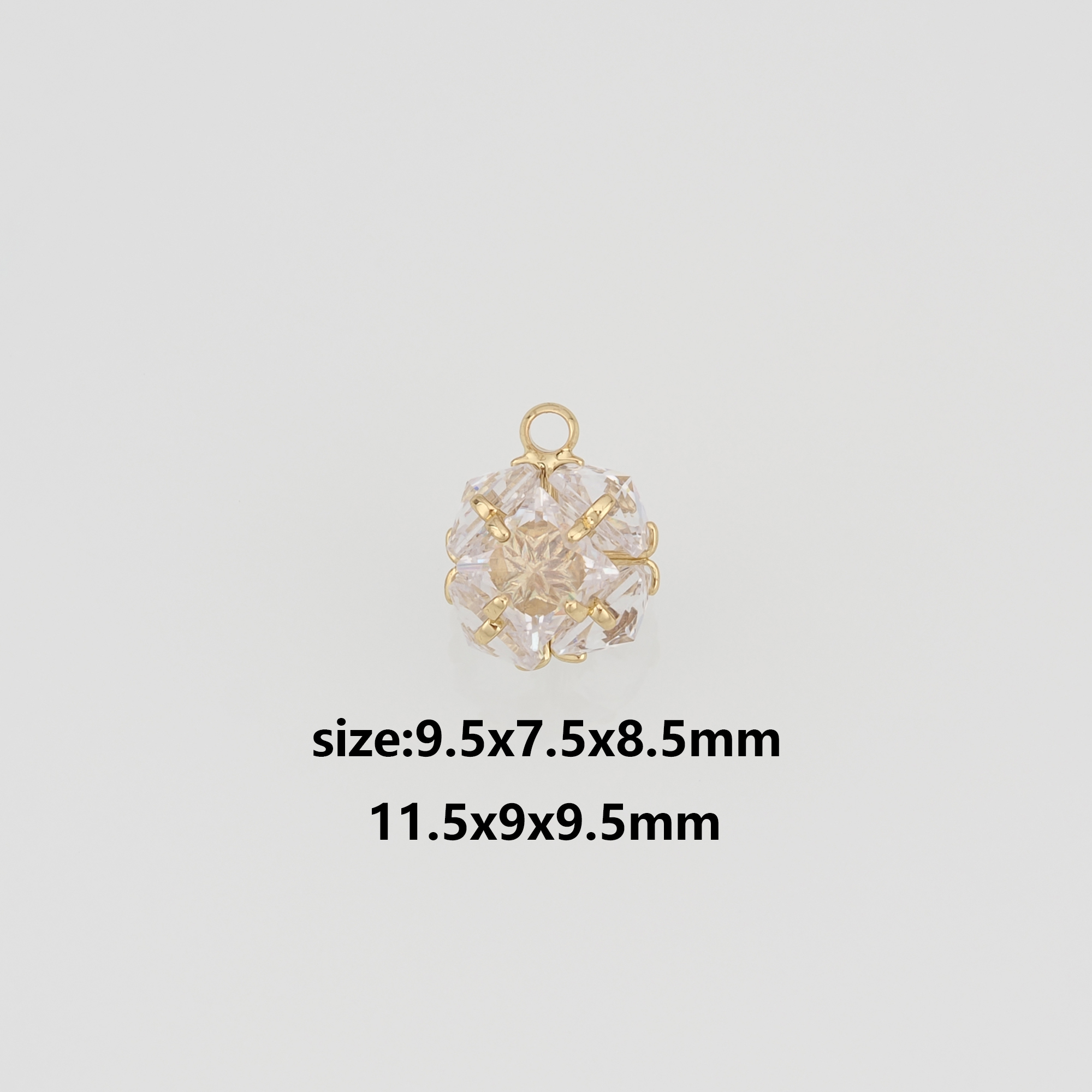 18K Gold Filled Square Pendant,CZ Micro Pave Square Charm Earrings Necklace for DIY Jewelry Making Supply