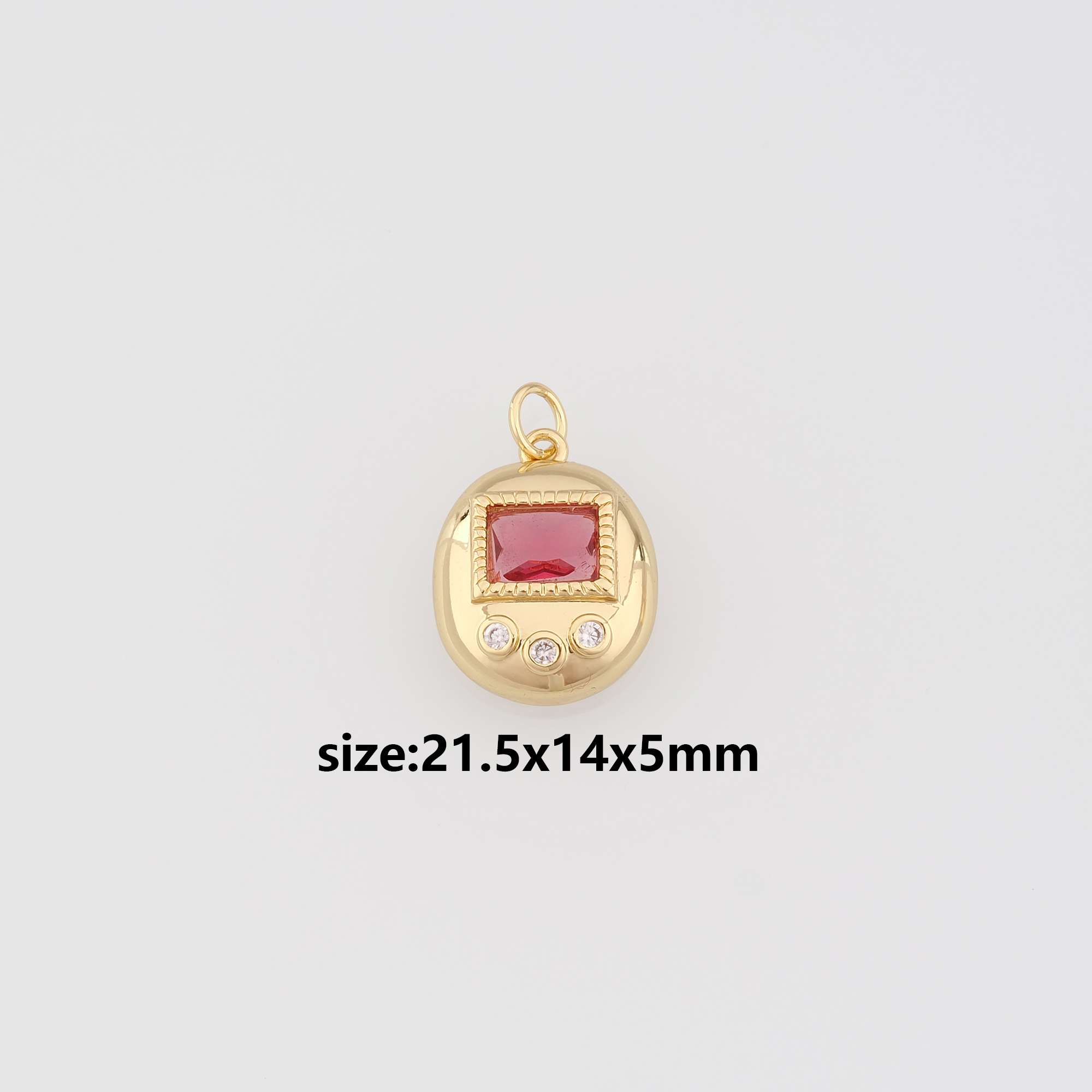 18K Gold Filled Oval Pendant,CZ Micro Pave Oval Charm Earrings Necklace for DIY Jewelry Making Supply