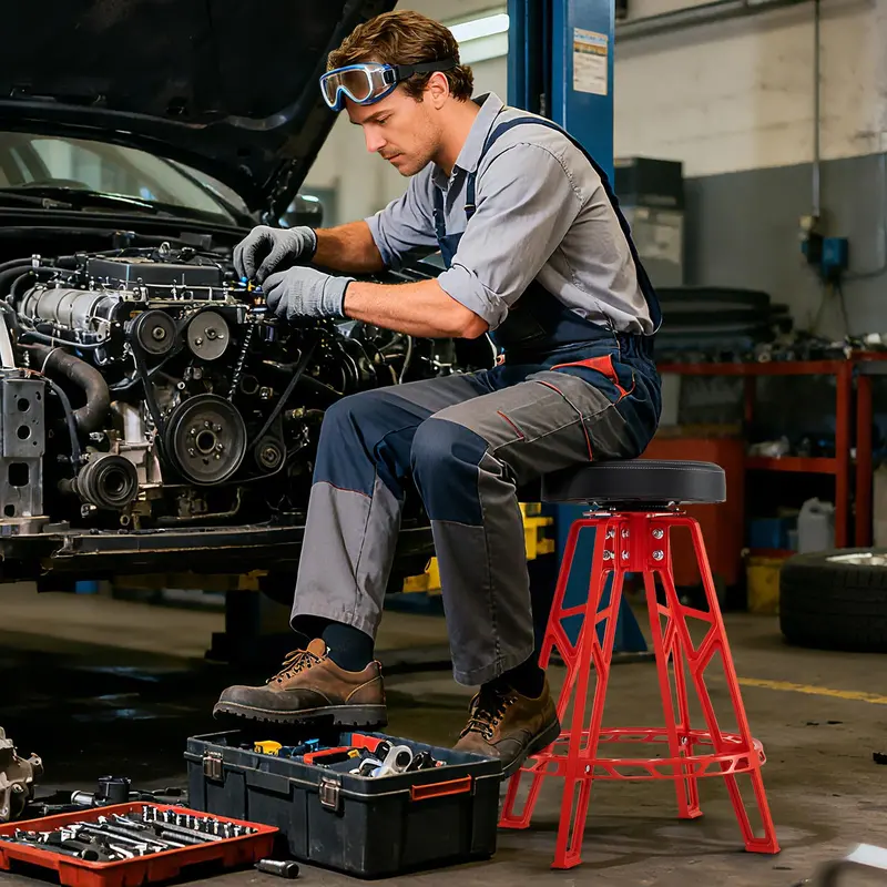 Pneumatic Rolling Mechanic Stool – Low-Profile Creeper Seat with Removable Cushioned Pad